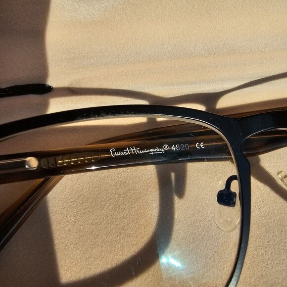 ernest hemingway Eyewear Satin Black Glasses Frames Unisex - Picture 2 of 8